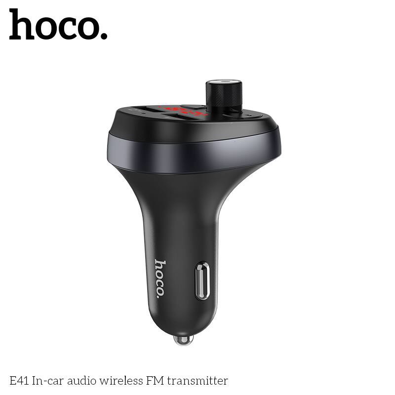 Tẩu sạc 2 cổng USB ĐA CHỨC NĂNG, kiêm phát nhạc trên ô tô - Hoco E41