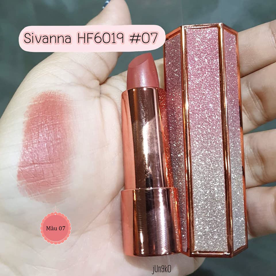 Son Thỏi Lì Sivanna Colors Diamond Velvet Matte Lipstick HF6019 BK57 Trúc Cosmetics