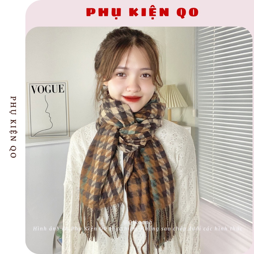 Khăn quàng cổ Cashmere kẻ nhiều màu mềm mại K21