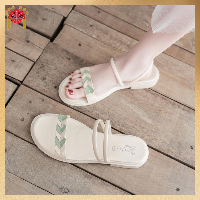 Giày Sandal Đi Biển Gót Thấp Thiết Kế Mới Thời Trang