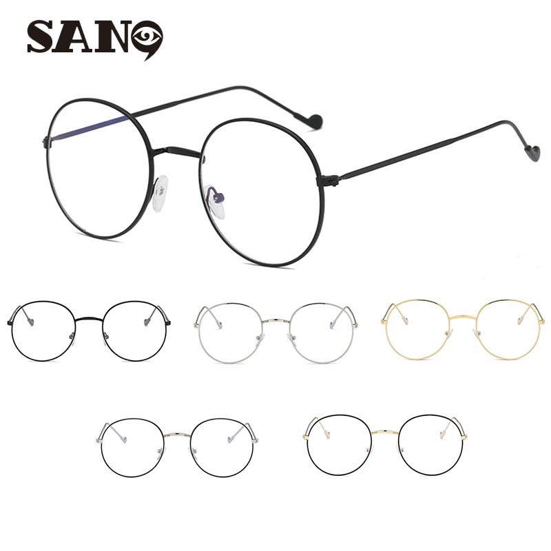 【Ready Stock】Round Metal Frame Student Anti-blue Eyeglasses Women/Men