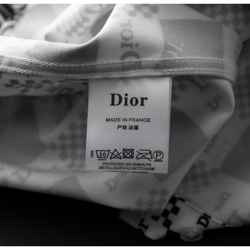 Áo sơ mi dài tay cho nam kẻ caro đen trắng thương hiệu Dior CD cao cấp