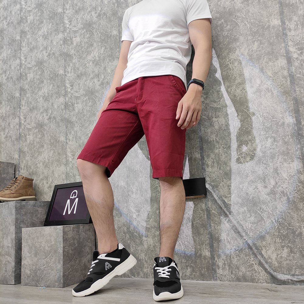 Quần short kaki màu đỏ vải bền đẹp TL131 Shop Thành Long