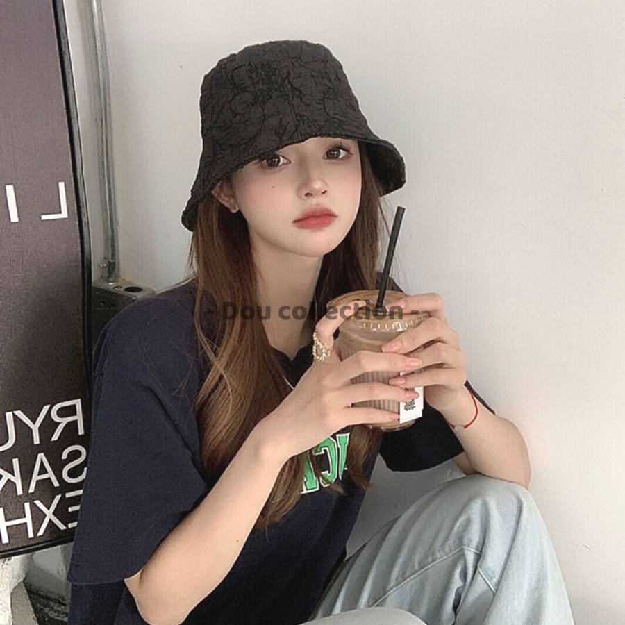 [Nowship2h] Mũ Bucket (Mũ xô) Unisex Retro trơn phối nhúng bèo phong cách Nhật Bản - Chất liệu Polyeste - Mã NV046
