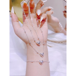 Bộ trang sức tim ;ắc tay,dây chuyền,lắc chân nữ bằng bạc sang chảnh