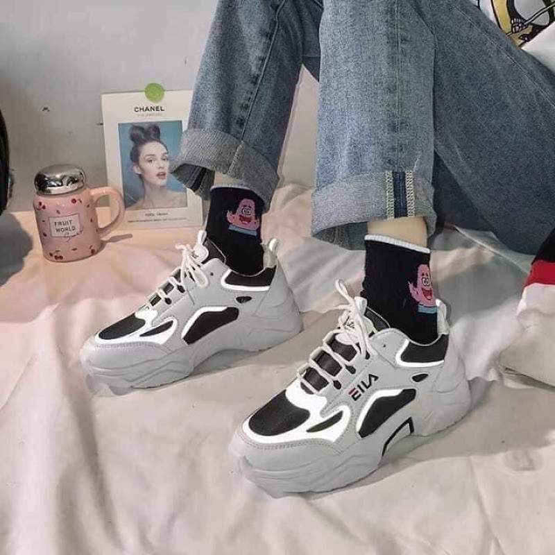 Giày thể thao nữ Ulzzang Eila viền phản quang cá tính phối màu | BigBuy360 - bigbuy360.vn