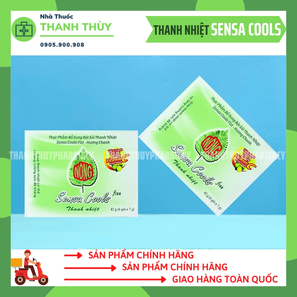 Bột Sủi Sensa Cools Hỗ Trợ Thanh Nhiệt, Bổ Sung Vitamin C Hộp 6 Gói X 7G