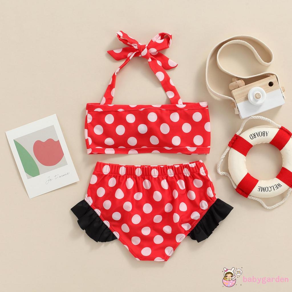 Bộ đồ bơi hai mảnh họa tiết chấm bi dễ thương cho bé gái