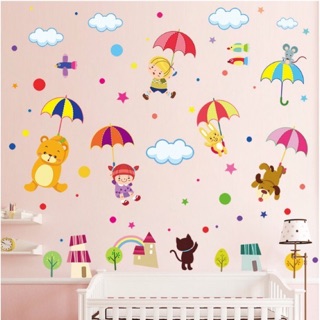 Decal dán tường thú thả dù