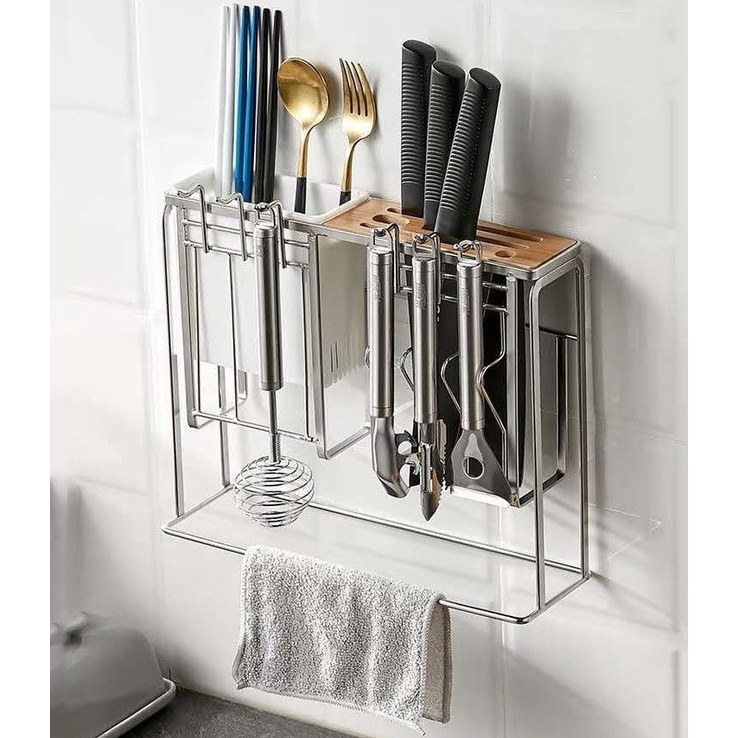 Kệ nhà bếp đa năng Inox đựng đũa, dao, thớt