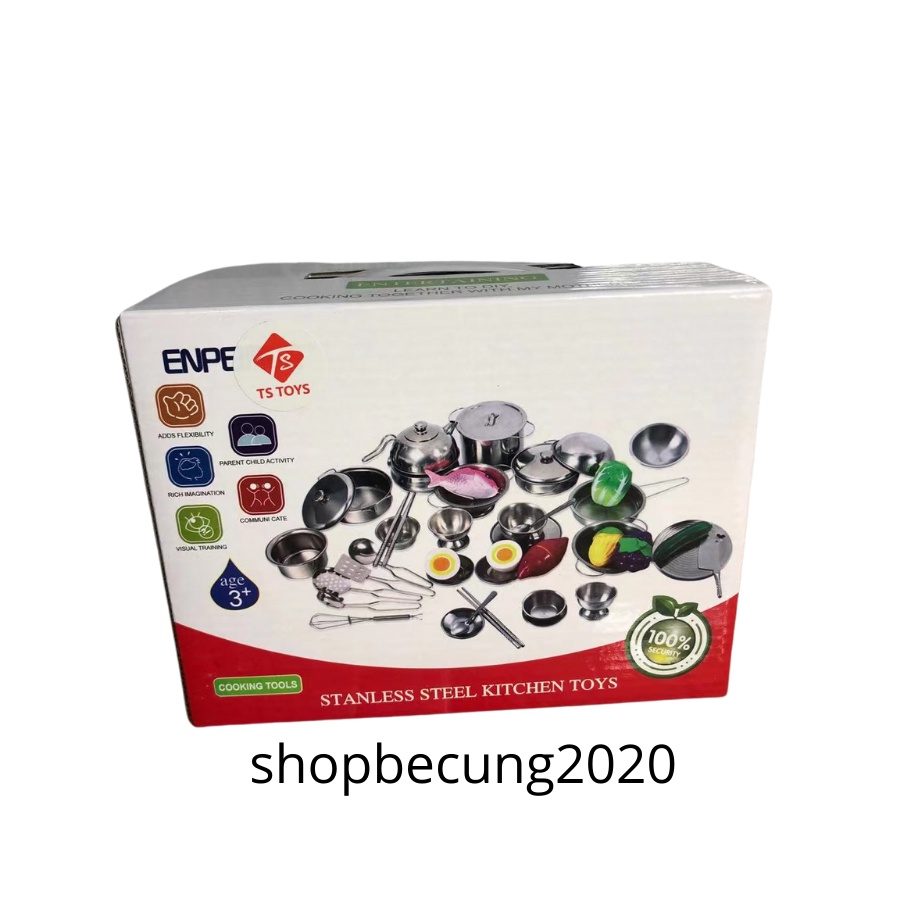 BỘ ĐỒ CHƠI NẤU ĂN BẰNG INOX 16 MÓN 25 MÓN 32MÓN 40 MÓN CHO BÉ YÊU
