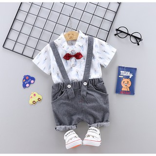 Bộ quần áo hai dây đeo kiểu chữ Y dành cho bé nam 1-3 tuổi kiểu dáng quý ông lịch lãm TEL005