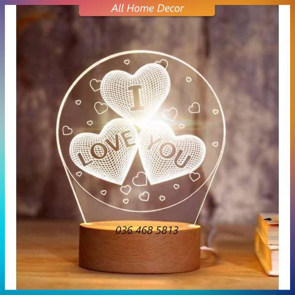 Đèn LED 3D trang trí đơn sắc về Tình yêu