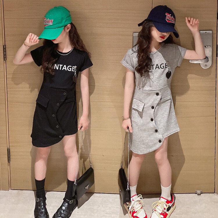 Đầm Thun Ngắn Tay Thiết Kế Mới Thời Trang Mùa Hè Dành Cho Bé Gái 5-6 Tuổi 7-8-9 Tuổi 10-11-12 Tuổi 13-14-15 Tuổi 16 Tuổi