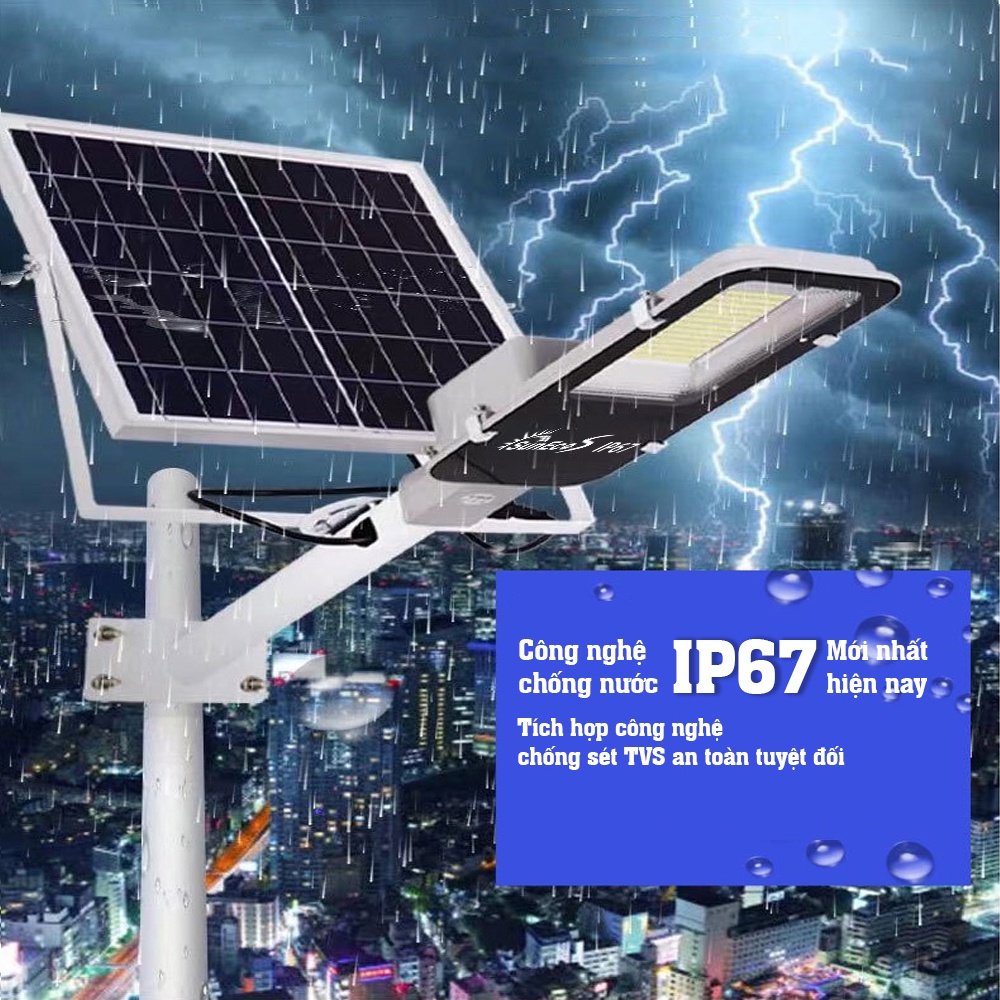 Đèn Cao áp năng lượng mặt trời 400W SUNECO, đèn đường vỏ nhôm đúc cao cấp, đèn pha Led siêu sáng, Bảo hành 2 năm