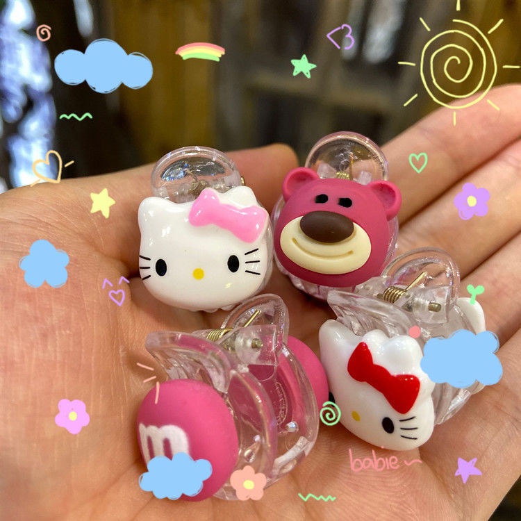 Kẹp Tóc mini Hình Chân Gấu / Dâu Tây / Mèo hello kitty Phong Cách Hàn Quốc