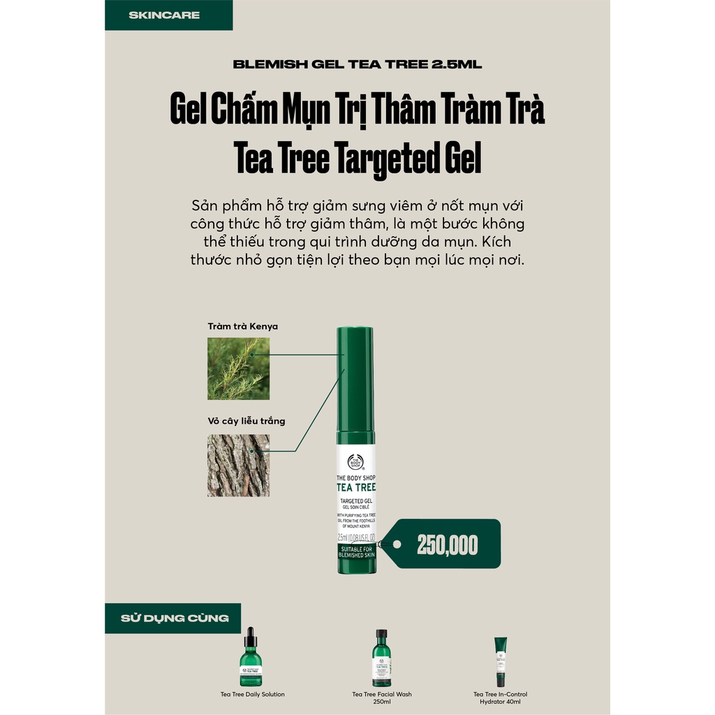 Gel làm mờ vết thâm The Body Shop Tea Tree targeted gel 2.5ml