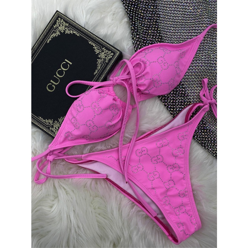 Bộ Bikini Họa Tiết Gu Gg Cổ Điển