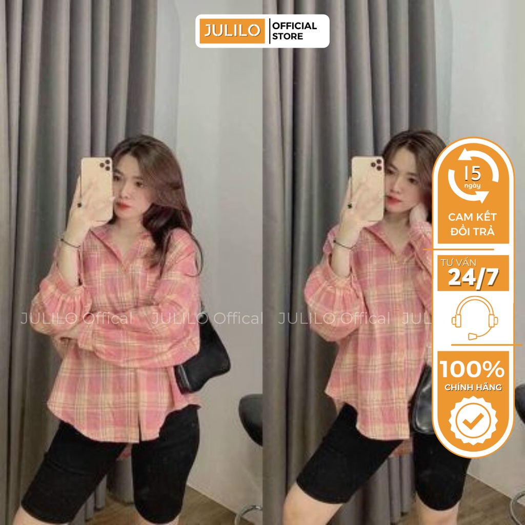 Áo Sơ Mi 2 Túi Kẻ JULILO, Áo Sơ Mi Kẻ Trẻ Trung Năng Động - Mã CD070