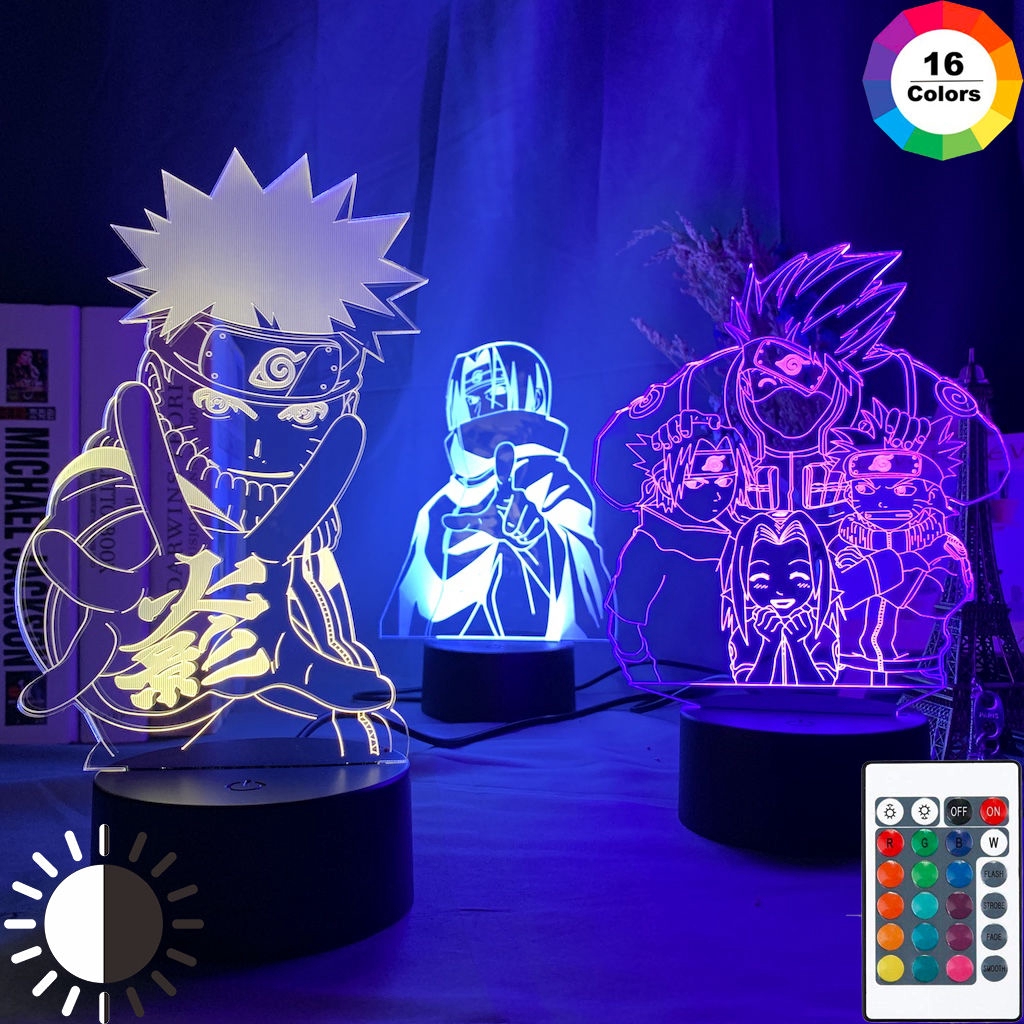 Đèn Led Ngủ Hình Naruto Uzumaki Team 7 Sasuke Kakashi Hatake Itachi Uchiha 3d