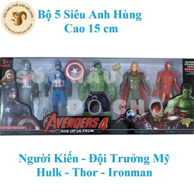 Đồ chơi nhân vật SIÊU ANH HÙNG Avenger Iron Man Captain Thor Hulk Ant Man có đèn led cử động khớp cho các bé Sóc Nâu