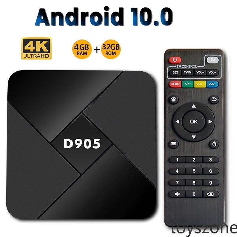 Mới Đầu Tv Box D905 Thông Minh Android 10.0 4gb 32gb Wifi 2.4g 4k Amlogic S905 Youtube Android