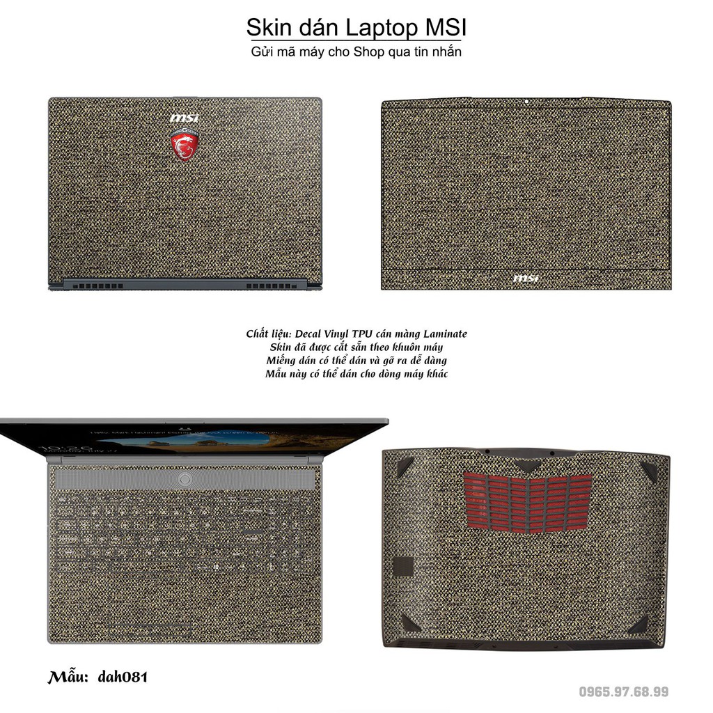 Skin dán Laptop MSI in hình vân vải (inbox mã máy cho Shop)