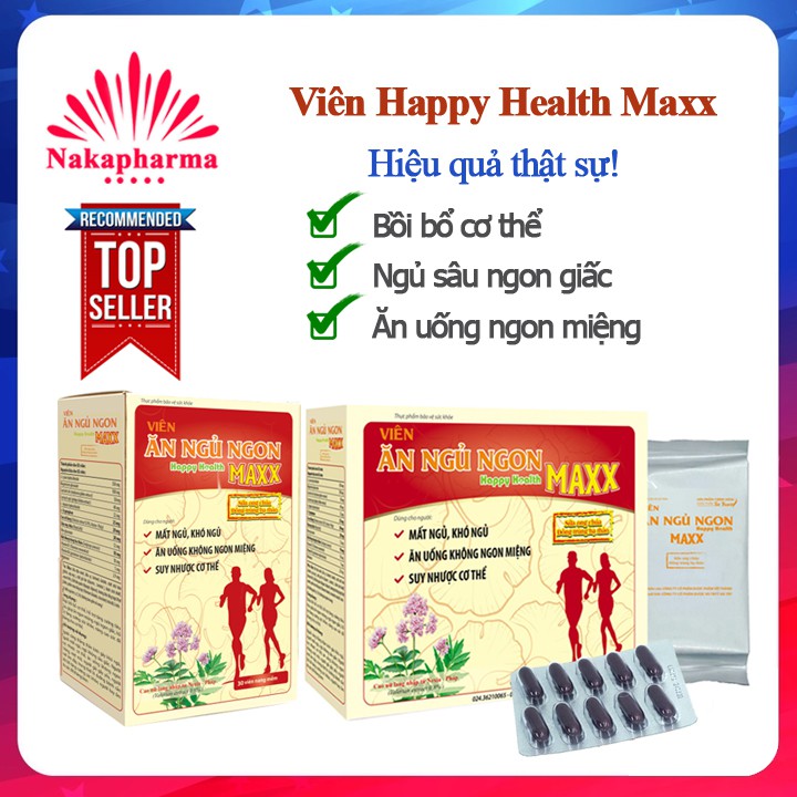 Viên Ăn Ngủ Ngon Happy Health Maxx – Giúp ăn uống ngon miệng, bồi bổ cơ thể, ngừa mất ngủ khó ngủ