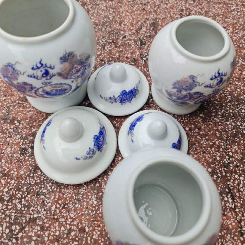 Hũ Đựng Muối Gạo Hàng Cao Cấp Gốm Sứ Bát Tràng Việt Nam-Đồ Thờ Tâm Linh.