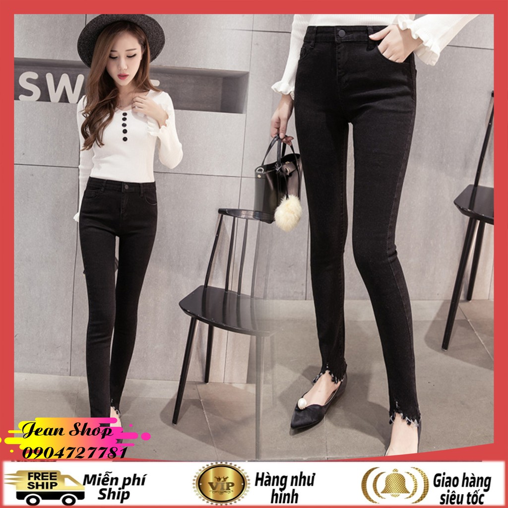 Quần Jean Nữ ĐẹpFREE SHIP Quần bò nữ hàng Quảng Châu cao cấp - Quần nữ ống bó cao cấp, gấu thêu cách điệu Q32
