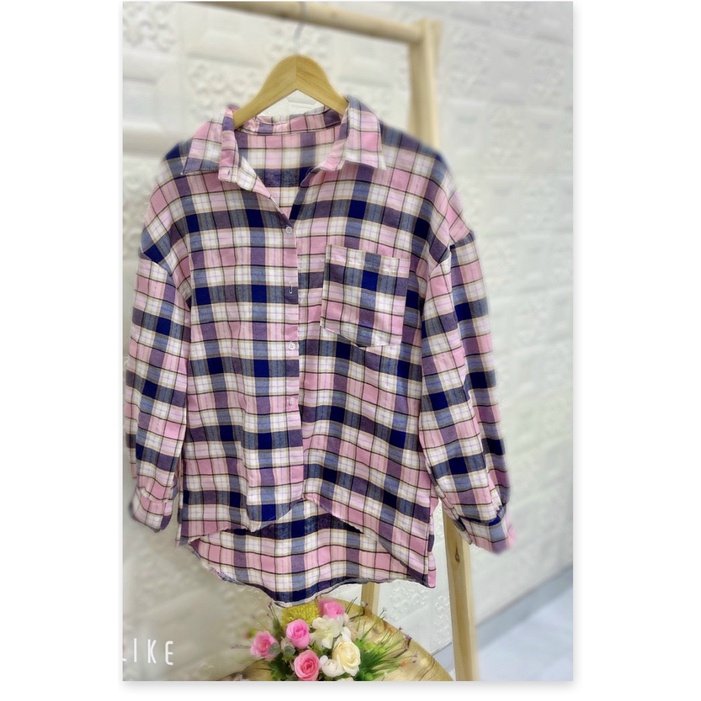 ÁO SƠ MI CARO TAY DÀI FORM RỘNG XINH XINH , CÁ TÍNH CHO CHỊ EM VLTN