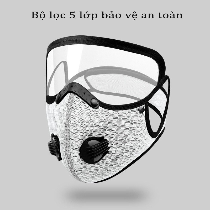 KHẨU TRANG KHÁNG KHUẨN 5 LỚP KÈM KÍNH CHỐNG BỤI SIÊU HOT