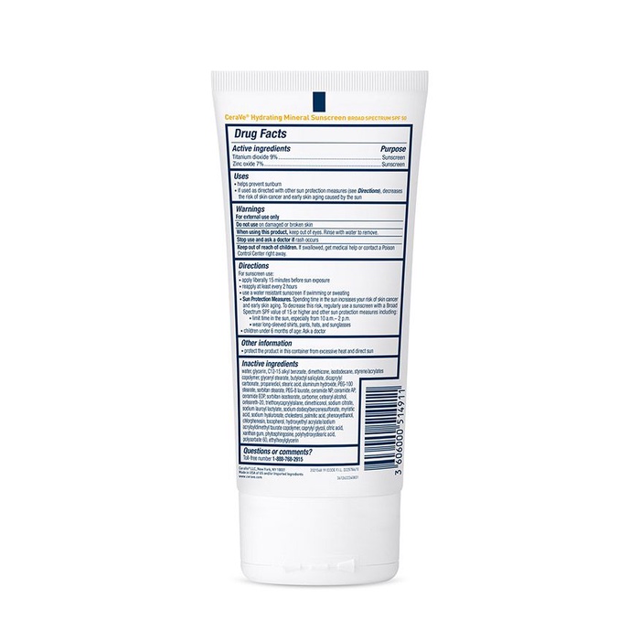 Kem chống nắng dưỡng thể CeraVe Hydrating Mineral Sunscreen SPF 50 150ml