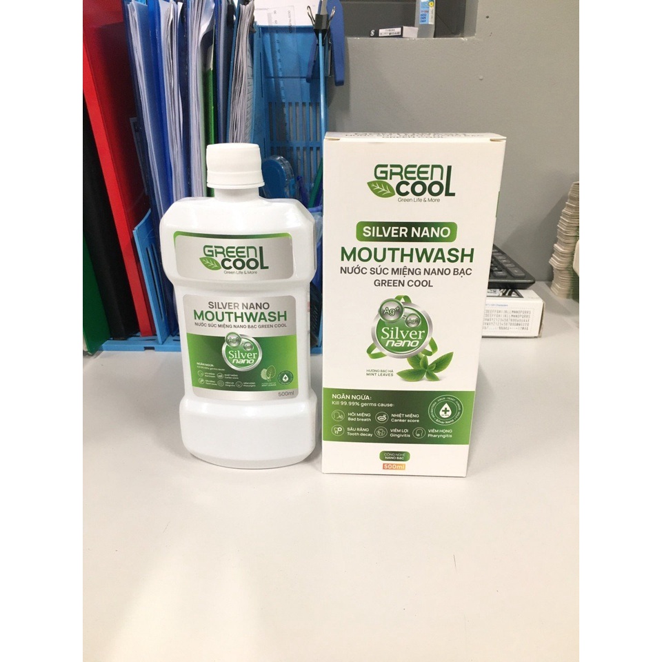 NƯỚC XÚC MIỆNG NANO BẠC GREEN COOL HƯƠNG BẠC HÀ  Sản Phẩm của G.life 500ML