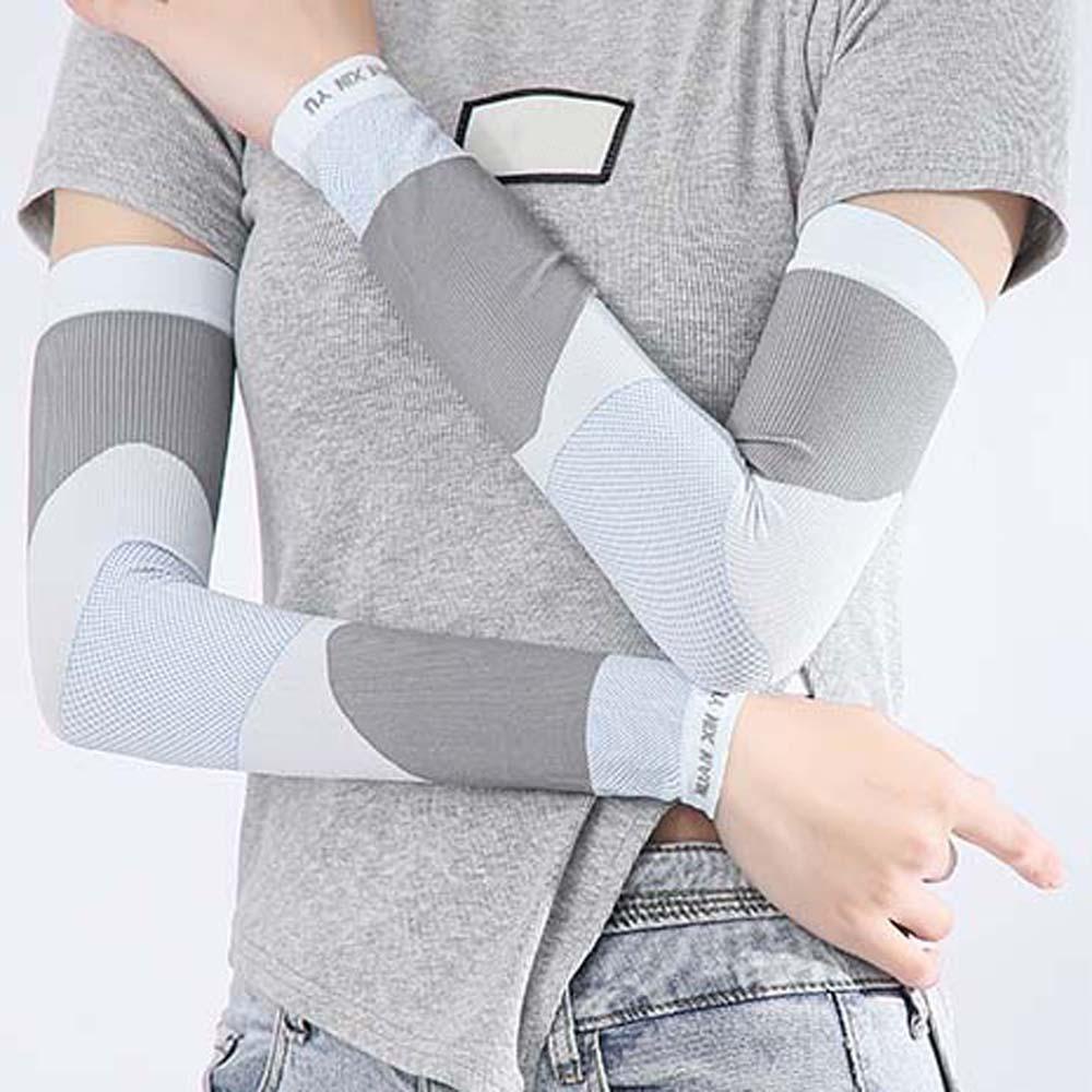 DARNELL Găng Tay Thể Thao Bằng Lụa Lạnh Màu Gradient Họa Tiết Sọc Dạ Quang Bảo Vệ Cánh Tay Cho Mùa Hè