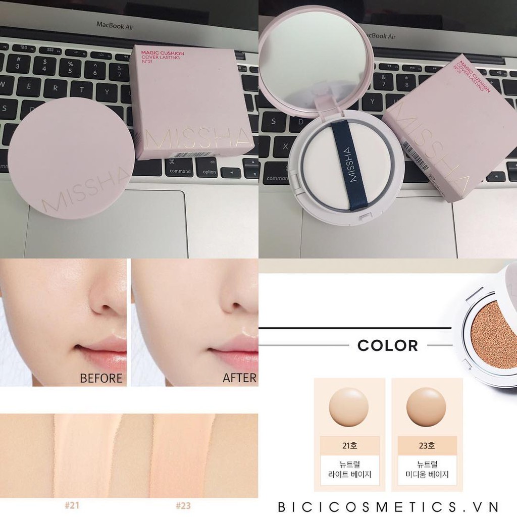 Phấn nước Missha M Magic Cushion Cover Lasting SPF50+ PA+++