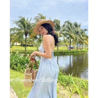 Đầm maxi cổ yếm 2 dây dáng dài hở lưng