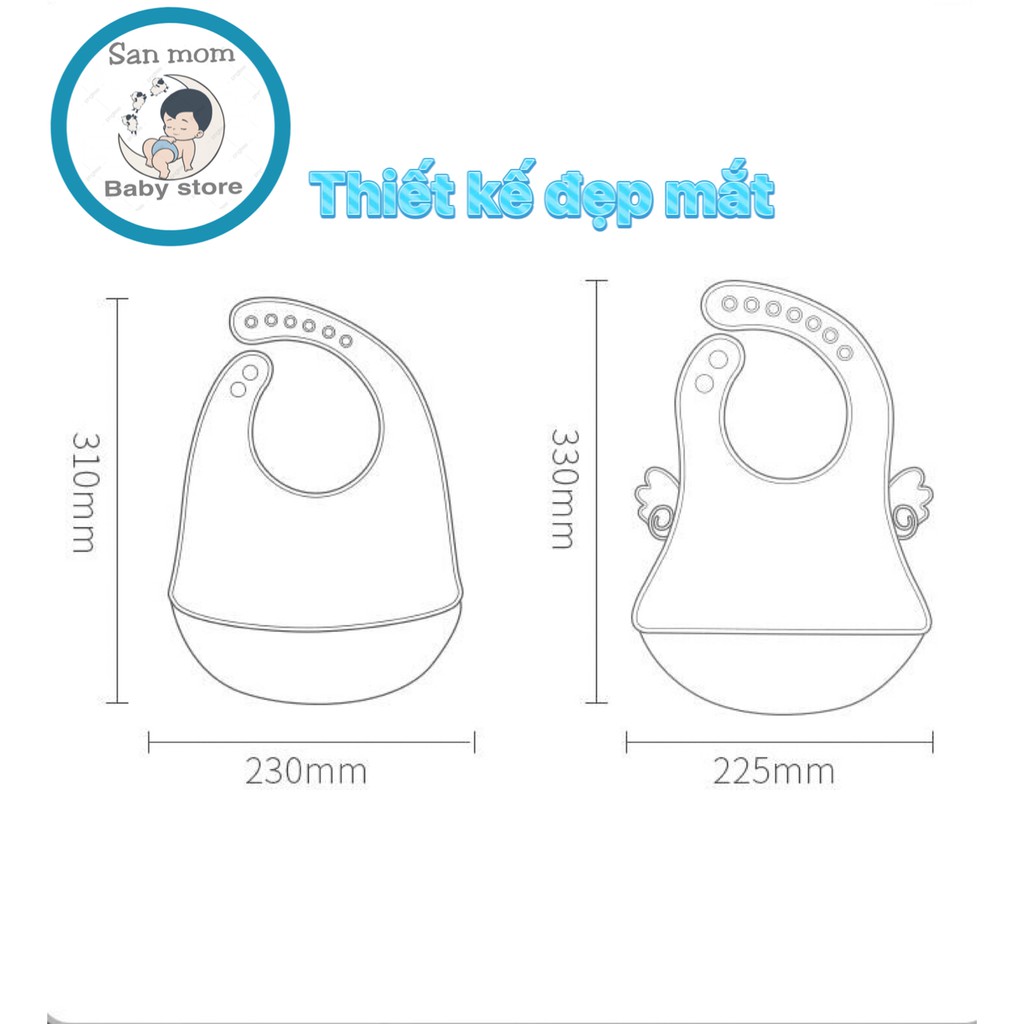 Yếm Ăn Dặm Silicon Cho Bé. Máng Silicon Ăn Dặm Siêu Nhẹ, Họa Tiết Hình Con Vật Ngộ Nghĩnh, Có 6 Mức Điều Chỉnh