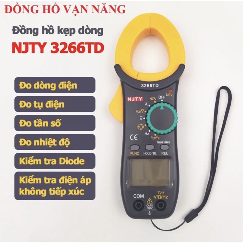 Đồng hồ ampe kìm vạn năng 3266TD, Đồng hồ kẹp dòng đo tụ tần số nhiệt độ