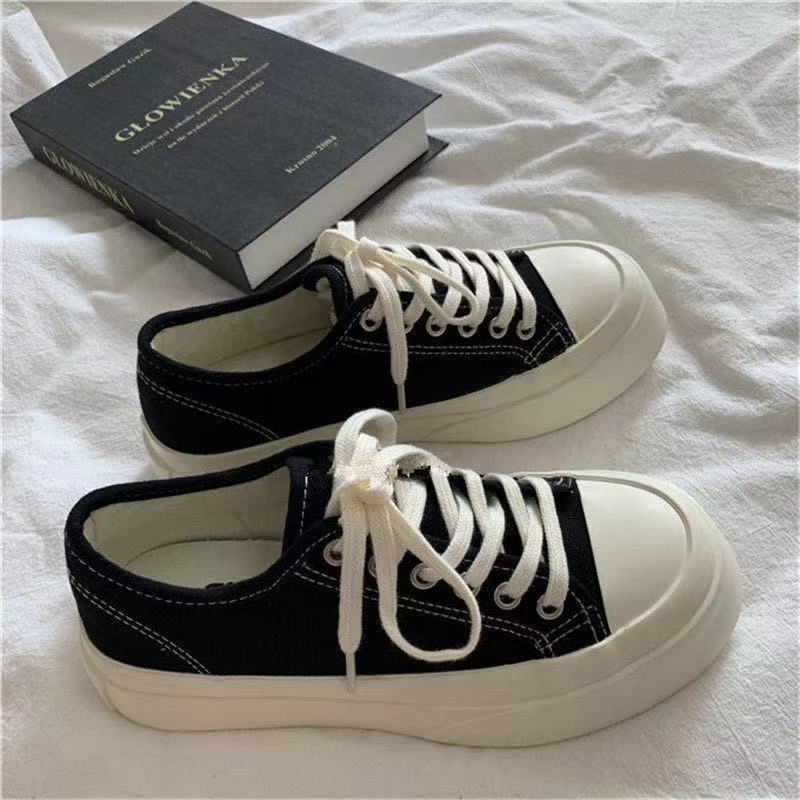 Giày Vải Canvas Đế Dày Cổ Thấp Mũi Tròn Phong Cách Nhật Bản Dễ Thương Thời Trang Cho Nữ TTH206