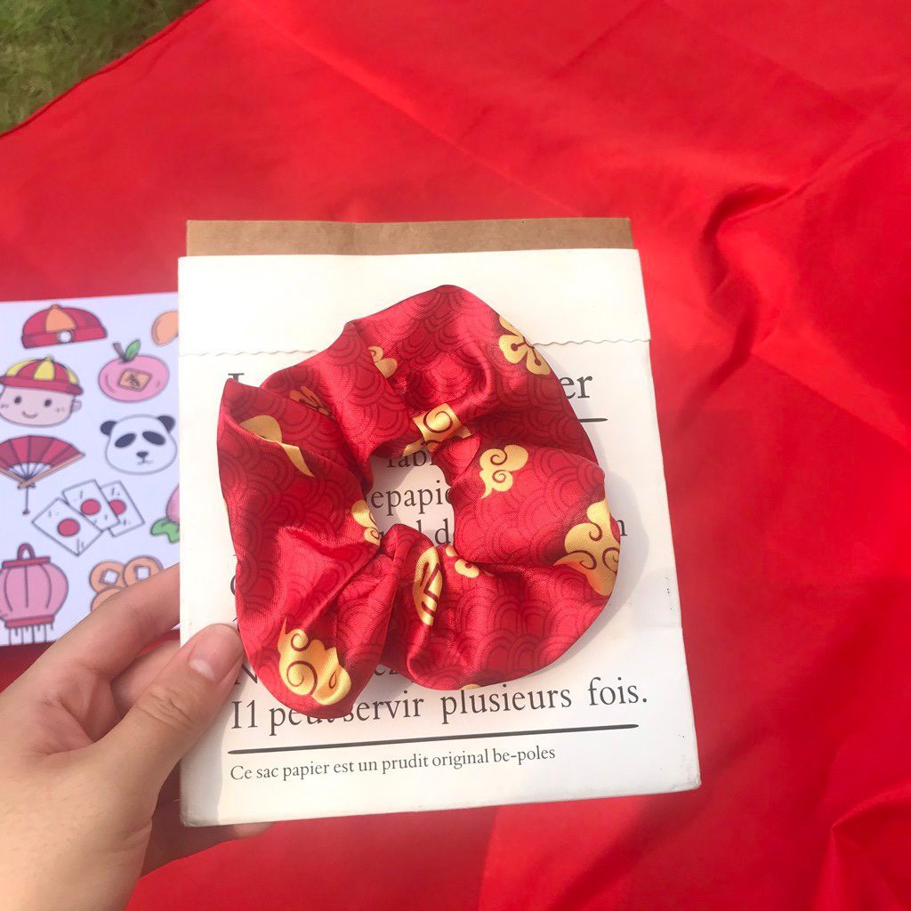 Buộc ,Cột tóc Scrunchies Tết Xuân 2021