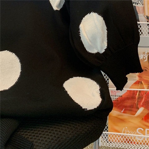 Áo Sweater Tay Ngắn Dáng Rộng Họa Tiết Chấm Bi Thiết Kế Mới Thời Trang Mùa Hè Dành Cho Nữ