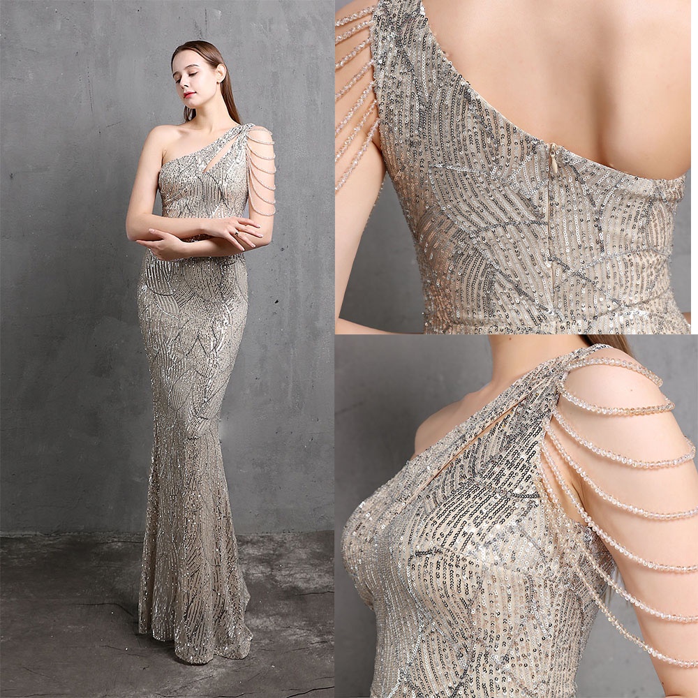 Đầm Maxi Lệch Vai Thiết Kế Tua Rua Độc Đáo Thời Trang Cho Nữ