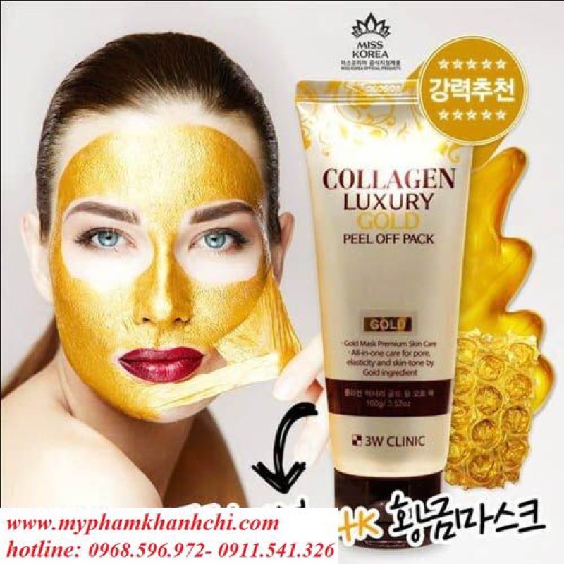 Mặt nạ lột tinh chất vàng 24K 3W CLinic Collagen & Luxury Gold Peel Off Pack 100G