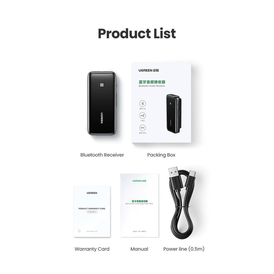 Bộ thu âm thanh Bluetooth 5.0 UGREEN CM402 80895