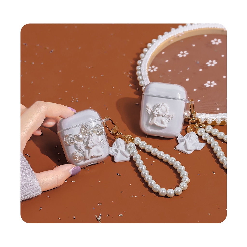 Vỏ Bảo Vệ Hộp Đựng Tai Nghe compatible for airppods 1/2 Gen Pro 3 2021 i12 Pro mini 4 Hình Thiên Thần Dễ Thương