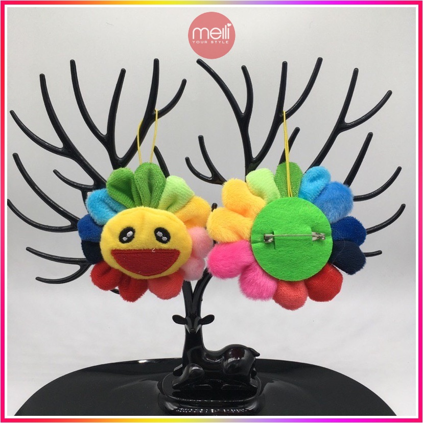 Phụ kiện hoa mặt cười kaikai kiki bảy màu cài balo túi sách quần áo siêu chất