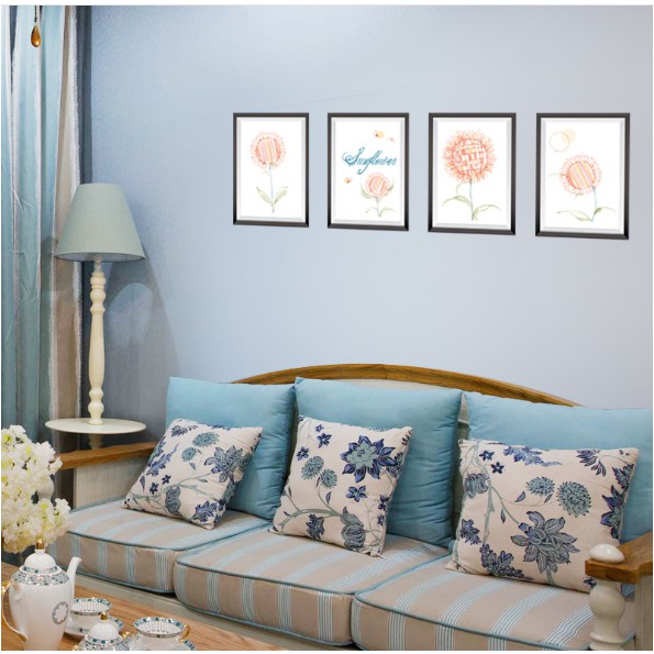Decal trang trí tường4 khung Hoa sang trọng