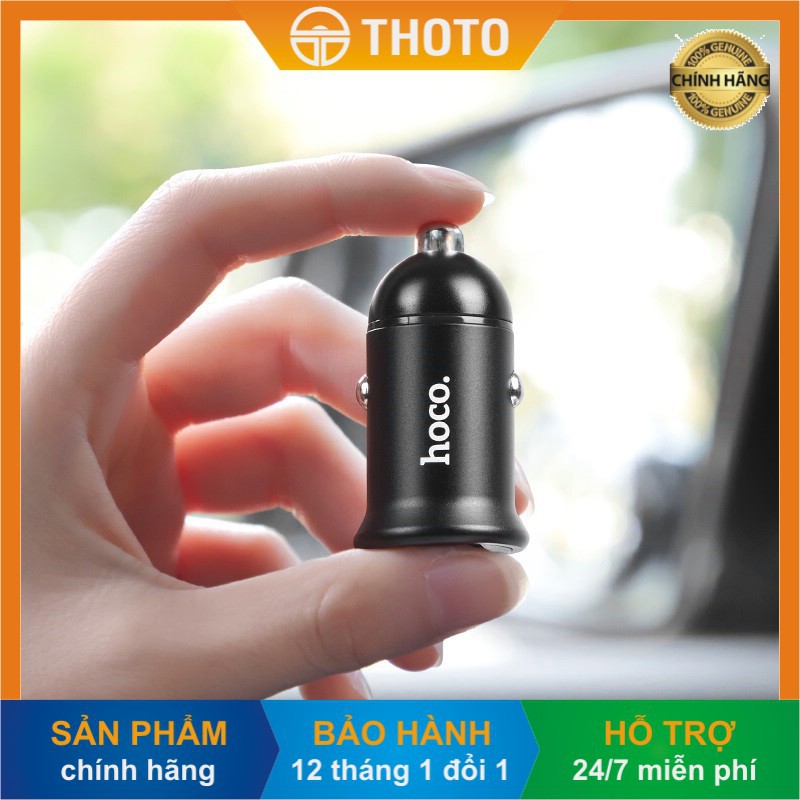 [Thoto Shop] Củ tẩu sạc nhanh điện thoại trên ô tô HOCO Z30 vỏ nhôm cao cấp 2 cổng USB - hàng chính hãng