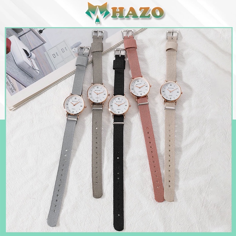 Đồng Hồ Nữ Dây Vải MSTIANQ D240 Mặt Tròn La Mã Thời Trang Hàn Quốc
